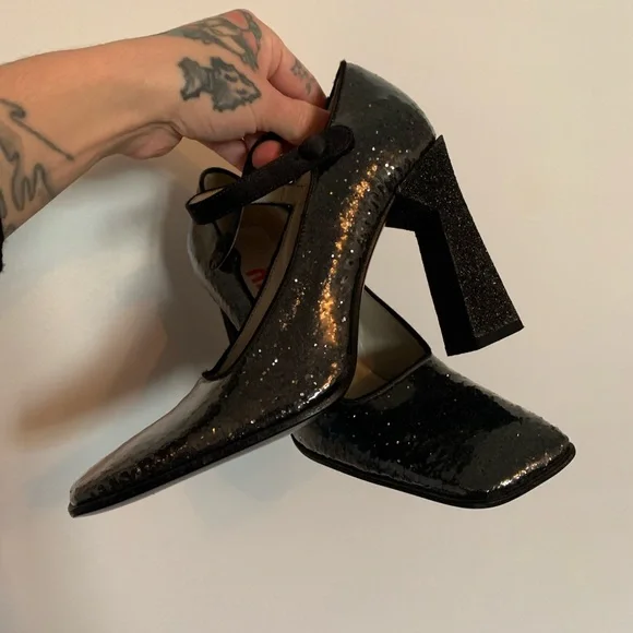 Miu Miu Black Sequin Women's Shoes - Picture 2 of 8